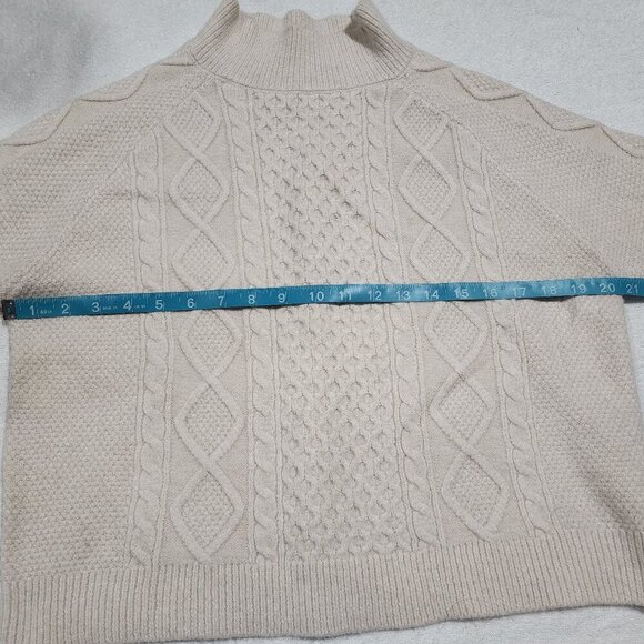 Mock Neck Cropped Cable Knit Sweater Academia - Picture 5 of 7